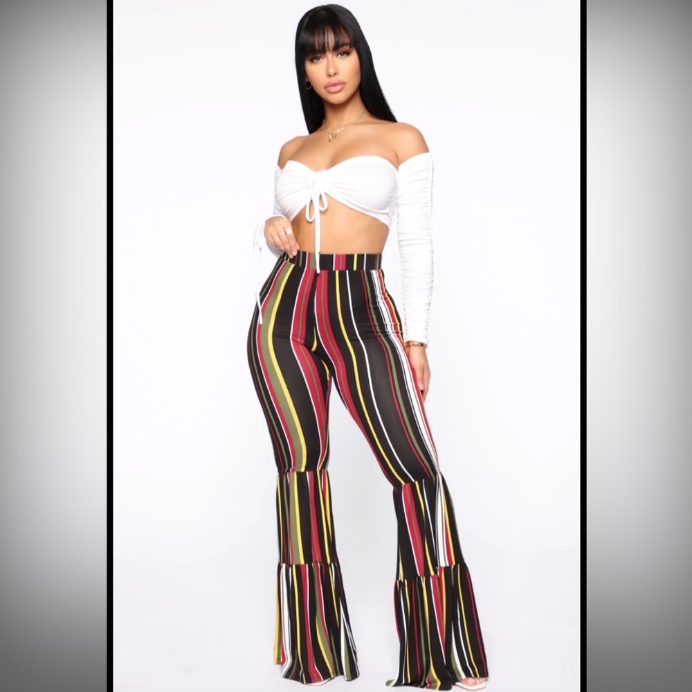 Fashion Nova Plus Size Striped Flare Pant 3x